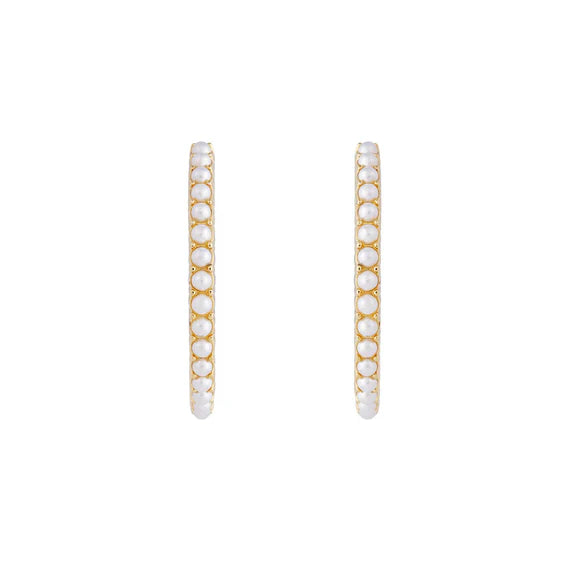 Slim Crystal Pearl XL Hoops