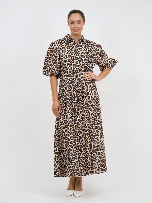 Cotton Shirt Dress Leopard