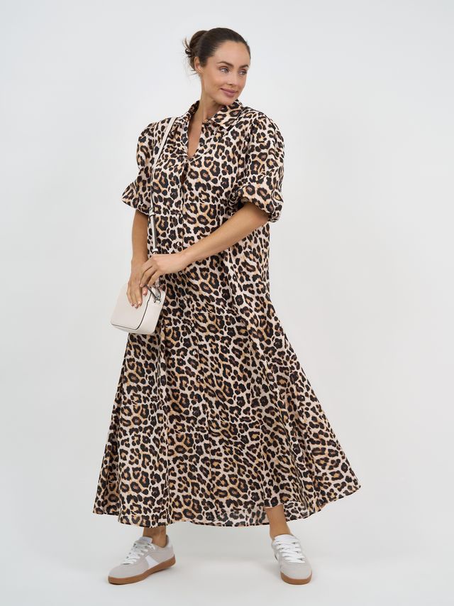 Cotton Shirt Dress Leopard